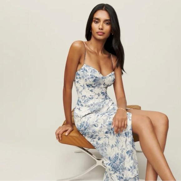 Elegant Reformation Blue and White Printed Dress - Picture 2 of 3